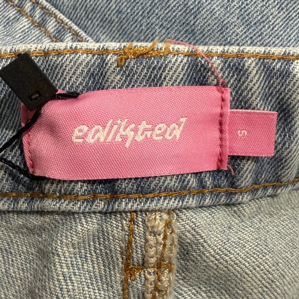 Edikted Blue Denim Jeans Raelynn washed low rise baggy jeans - Picture 4 of 6